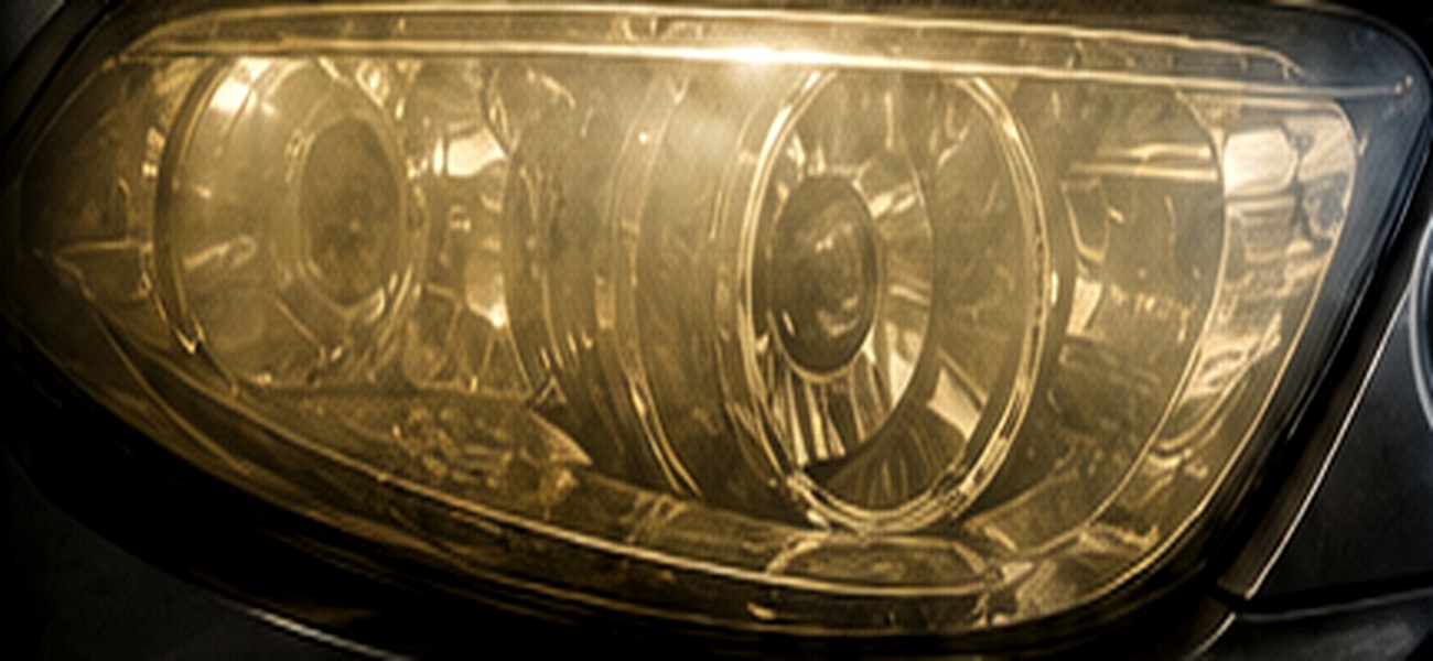 Cloudy yellowed headlight before restoration